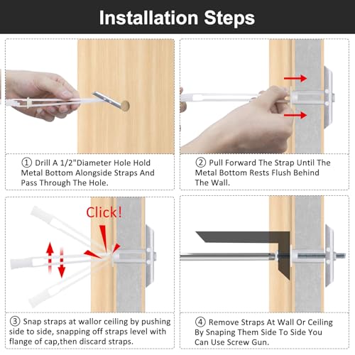 14 Pack Drywall Anchor with Included Bolts for 1/4-20 Fastener Size - size: 1/4"-20：Pack of 14