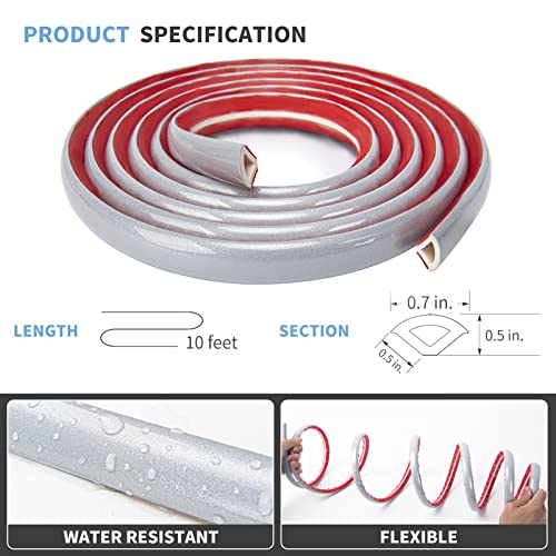 Art3d 10 ft Flexible Peel and Stick Wall Molding Trim Caulk Strip, Silver - color: Silver, size: 10 Feet