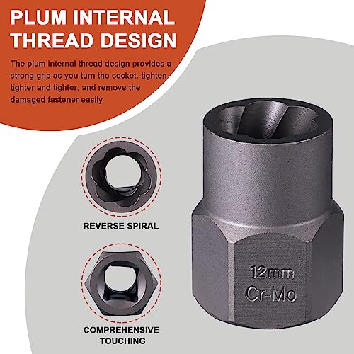 15PCS Impact Bolt & Nut Extractor Set, 3/8" Drive Extractor Socket Set - size: 15-Piece Bolt Extractor Set