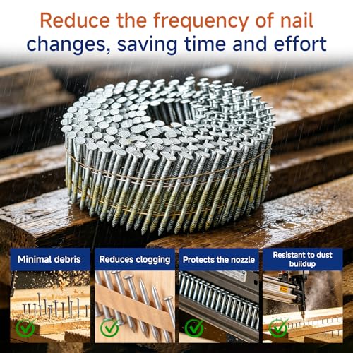 GXYWADY 3600Pcs Wire Coil Siding Nails 0.092 x 1-3/4 In Hot-Dip Galvanized Paint-Dipped Ring Shank Inclined 15 Degree Full Round Head Siding Nails of Lathing and Sheathing Materials - size: 0.092*1-3/4in