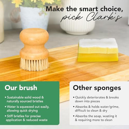 CLARK'S Cutting Board Oil & Wax Brush with Maple Wood Handle - Round - size: Small