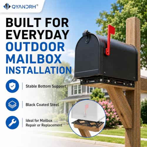 Mailbox Mounting Bracket, 2.8mm Steel Adapter Plate for 4x4 Posts