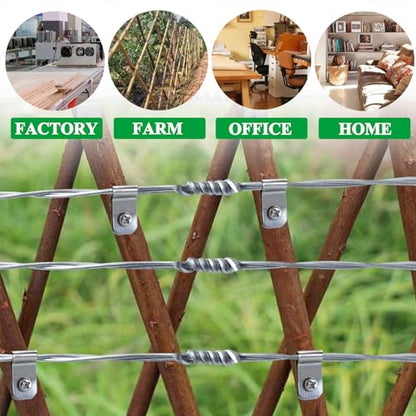100 Pcs Fence Wire Clamps Stainless Steel Fencing Mounting Clips with 100 Pcs Stainless Steel Screws for 2-6 Gauge Welded Wire to Wood, Metal or Vinyl Fence (100pcs(2-6 Gauge))