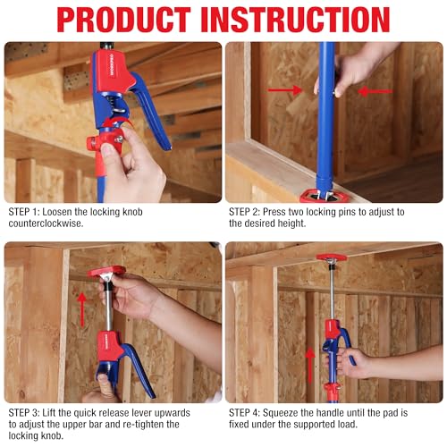 WORKPRO Cabinet Jacks, 18-1/2" to 29-1/2" Adjustable Support Pole, 2-Pack - size: Short-18.5"-29.5" 2PC