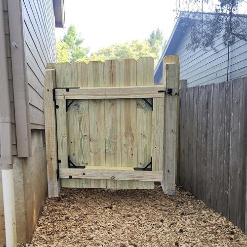 2 Sets Gate Kit Gate Corner Brace Bracket Heavy Duty Anti Sag Gate Frame Kit with a Self-Locking Gate Latch, Gate Kits for Wooden Fence Garden Wooden Driveway Gates,Shed Doors, Corral Gates - size: Fence Gate Kits 2 Set