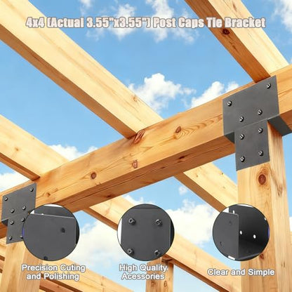 4 PCS 4"X4" Post Brackets Heavy Duty (Actual 3.5"X3.5"),Pergola Brackets