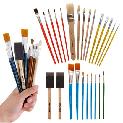 Artlicious Craft Paint Brushes Set for Kids, Acrylic Painting, 25 Pack - style: 25 Pack