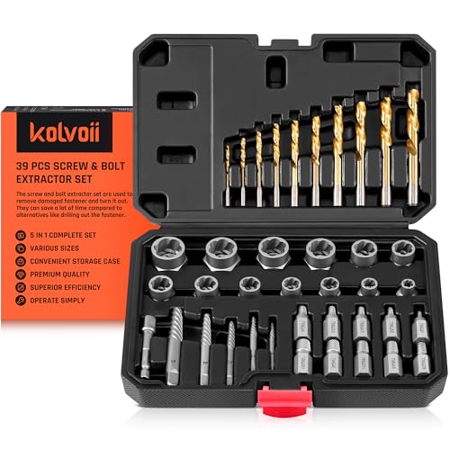 Kolvoii 39-Piece Easy Out Screw Extractor Set & Broken Bolt Extractor Kit - size: 39 PCS