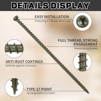 100 Pcs Truss Screws,6 Inch Structural Screws for Truss Rafter to Plate and Stud to Plate Connections,Clear Zinc (Gray Topcoat) - color: Gray Topcoat
