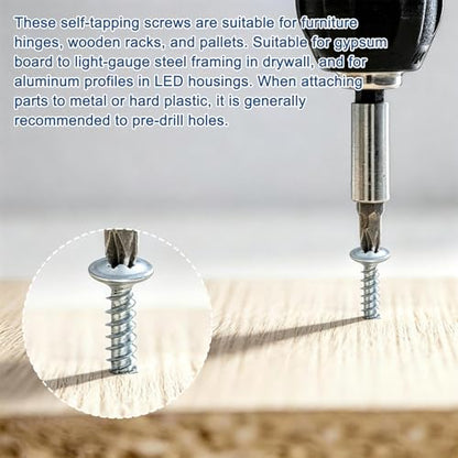 100pcs M2.3x5 Self Tapping Screws Carbon Steel Silver - size: M2.3x5
