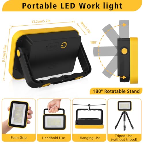 T-SUN Rechargeable Work Light, 4 Pack Portable Flood Lights for Job Site - size: 4 Pack