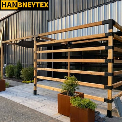 HANBENTYTEX 1Pac 4x4 Pergola Post Top Rafter Bracket kit,Heavy Duty 14 Gauge Pavilion Bracket Actual for 3.5”x3.5” Square Wood Post,DIY Wood Beam Contector Bracket with Screws for Porch,Log Cabin