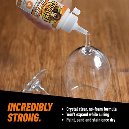 Gorilla Clear Glue, All Purpose, Polyurethane, 3.75 oz Bottle, 8-Pack - size: Bottle 3.75oz, style: Bottle 8 Pack