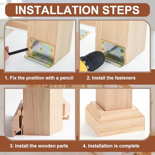 Blulu 2 Set 3-1/2" Newel Post Mounting Kit, Fastener Installation Kit