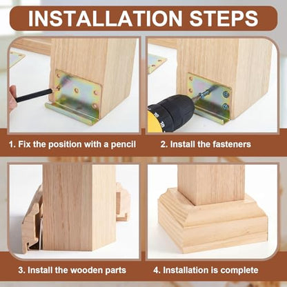 Blulu 2 Set 3-1/2" Newel Post Mounting Kit, Fastener Installation Kit