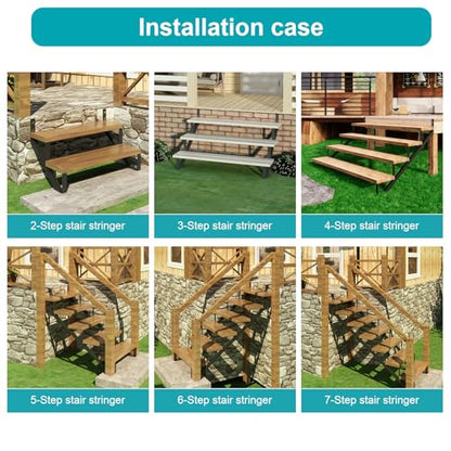 CCBOYSHARDWARE Stair Stringer 7 Step for 58in Deck Height,2 Pcs,Black