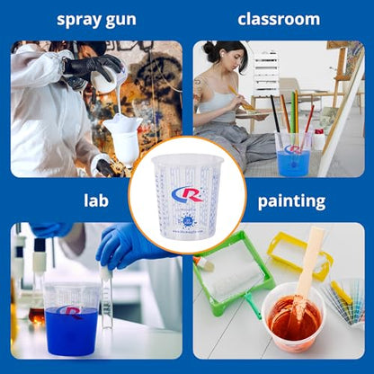 Paint Mixing Cup 20 Ounce, Accurate Measurements in Ratios and OZ. and ML, 36PCS Plastic Graduated Measuring Cups with 12PCS Lids for Paint, Resin, Epoxy, Acrylic, Pigments, Art - color: 20 ounce, size: Cups - Box of 36 + 12 Lids