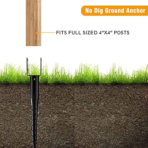 Premium No Dig Ground Anchor Black U-Model Screw in Post Stakes - size: 27"x4"(4 Pack)