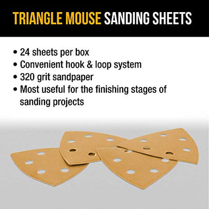 Dura-Gold Premium Triangle Mouse Sanding Sheets - 320 Grit (Box of 24) - 6 - size: 320-Grit