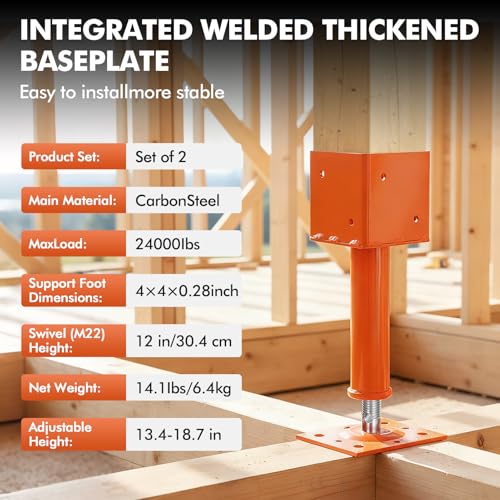 Screw Jack Post,4" x 4"Adjustable House Floor Jacks,13.4"-18.7"Height Range