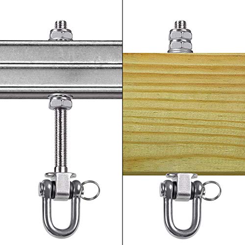 SELEWARE Heavy Duty Swing Hanger, 6 Pack Porch Swing Hardware - color: D (9 Inch, 6 Pack Silver)
