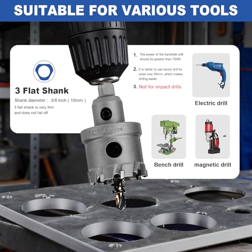 2 Pack 1/2" (13mm) Tungsten Carbide Tip Hole Saw with M2 Pilot bits - size: 1/2" (13mm) - 2 pack