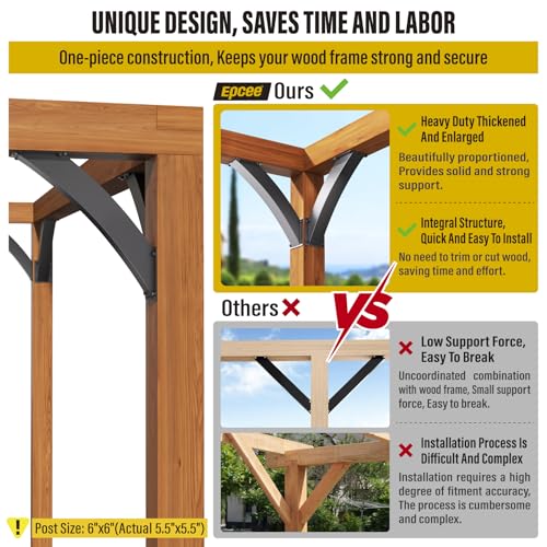 Heavy Duty 45 Degree Angle Support Bracket 4"×4" (Actual: 3.2"×3.2") Wood Beam Support Hardware Degree Post Bracket for Gazebos Pagola Porches 8Pcs - size: 4"×4"