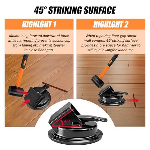 Heavy Duty Gap Fixer Tool for Laminate Flooring - Laminate Floor Gap Repair Tool with Heavy-Duty Floor Suction Cup and Rubber Hammer,for Laminate and Vinyl Flooring
