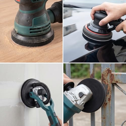 100Pcs 5" 8 Hole Sanding Discs Hook and Loop with Interface Pad