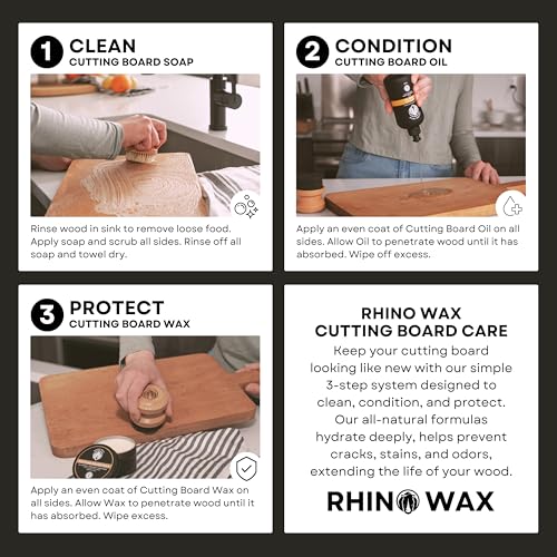 Rhino Wax Cutting Board Cleaning Brush for Wood Boards & General Scrubbing