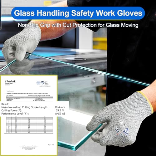 Dowellife Cut Resistant Work Gloves for Men & Women - ANSI A5 & EN388 Level 4, Breathable PU Coated, Grey Non-Marking - for Gardening, Fishing, Automotive, Construction, Wood Carving (Medium, Grey) - size: Medium (Pack of 12)