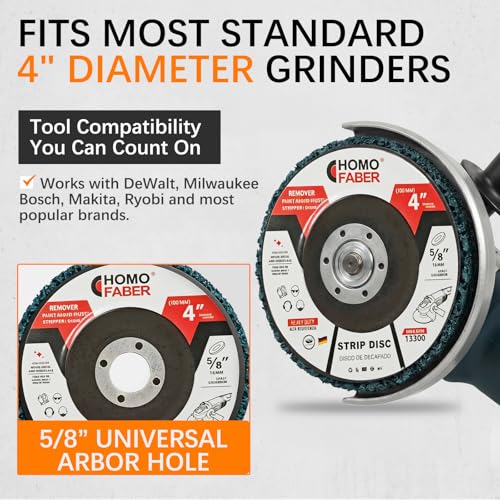 HOMO FABER 12 Pack 4" Strip Discs for Angle Grinder, 5/8" Arbor - style: 4-inch