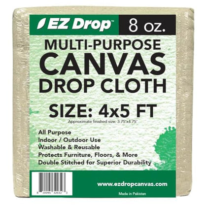 EZ Drop Painter's Canvas Fabric Drop Cloth for Painting (4 ft. x 5 ft.) - size: 4 ft. x 5 ft.