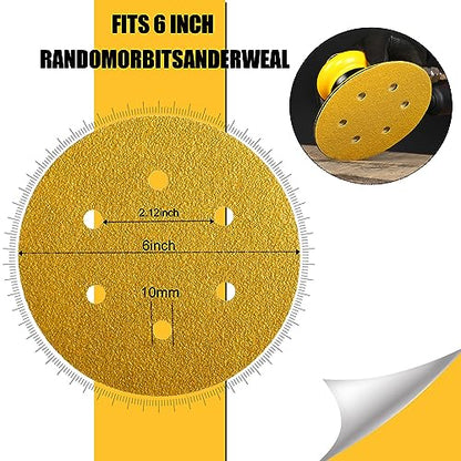 6 Inch Sanding Discs Hook and Loop, 400 Grit Sandpaper for Orbital Sander, Professional for Automotive and Woodworking, 100 Pack - style: 400 Grit