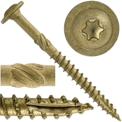 Jake Sales #15 x 3 Construction Lag Screw - Torx/Star Drive Heavy Duty Structural Lag Screw - ACQ Compatible - Modified Truss Washer Head. 1 x 100 Count Box - 100 Screws - color: BRONZE, size: 15x3"