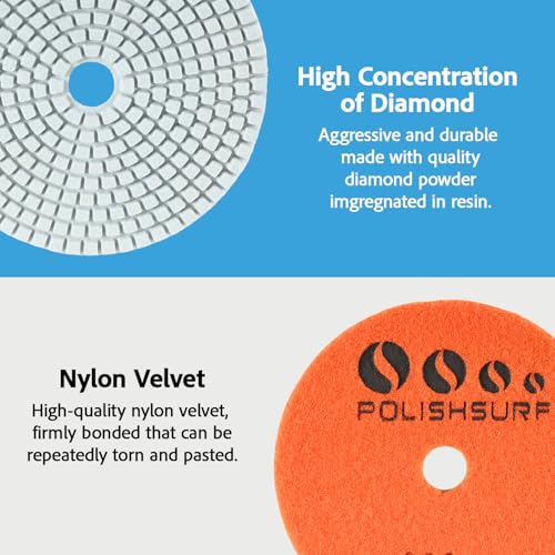 4 Inch Diamond Tile Polishing Pads for Grinder, 15 PCS Diamond Sanding Pads