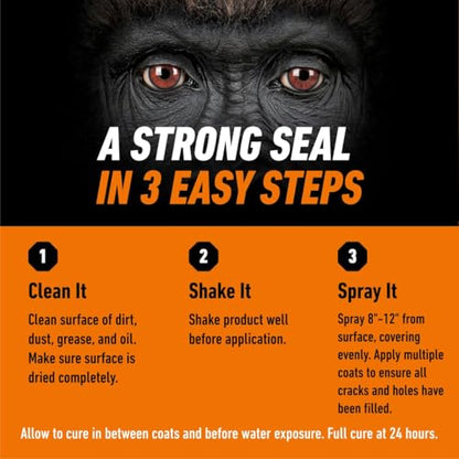 Gorilla Waterproofing Spray, Clear, Flexible Rubberized Sealant, 14 oz - color: Clear, size: 1 - Pack