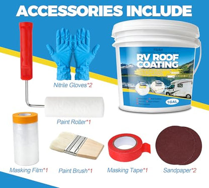 Liquid RV Roof Coating & Waterproof Sealant For Trailers -1 Gallon White