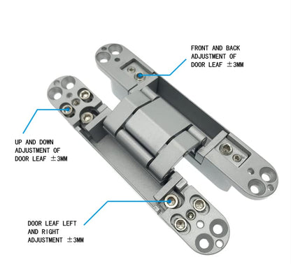 Ranbo 6 Inch Hidden Door Hinge, 3D Adjustable, Zinc Alloy Hardware Kit - size: 6 Inch