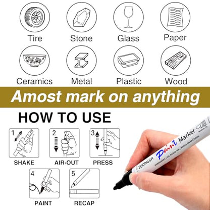 TOOMGGA 2 Gold and Silver Permanent Markers Paint Pens, Oil Based Medium - color: Gold & Silver