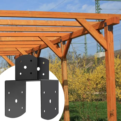 4 Pcs 4"x 6" Deck Post Caps Tie Brackets|Ineer Size (P6x6-B(4x4/4x6)) - size: 4"x 6" - 4 Pieces, style: Deck Post Caps Tie Brackets