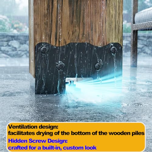 Eurydice 4x4 Deck Post Base Anchor Brackets Inner 3.6"x3.6",6PC Heavy Duty - size: 4 IN-6PC
