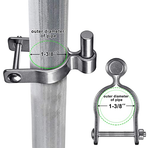Insaga 304 Stainless Steel Chain Link Fence Gate Post Hinge, Heavy Duty Gate Hinges, 1-3/8'' Male Post Gate Hinges fit 1-3/8'' Outer Diameter Post/Pipe, 2pcs - color: Male-1-3/8''-2pcs
