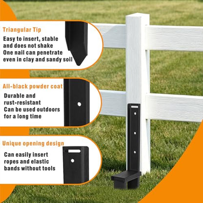 Ertuohg 2PCS Fence Post Repair Kit, Heavy Duty Anchor Ground Spike with Double Pointed Design for Fixing Leaning or Broken 4x4/6x6 Wood Posts, Black - color: 2PCS Black