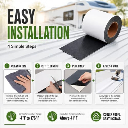 Pushglossy 6" x 25ft Epdm Rubber Roofing Seam Butyl Tape 50 Mil, White - color: White, size: 6 Inch X 25 Feet