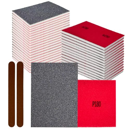 26PCS Hook & Loop Sanding Sponge, Washable and Reusable Sanding Blocks - size: 180 Grit