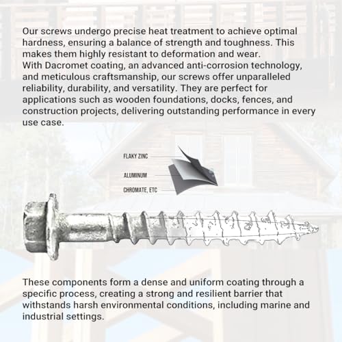 SD10112R500 Connector Screws, #10 x 1-1/2" Heavy-Duty Joist Hanger Screws, 1/4" Hex Head with 0.370"-Dia, Replace 10D Nails, Prem-Galvanized, Corrosion-Resistant and Wear-Resistant (500-Qty)