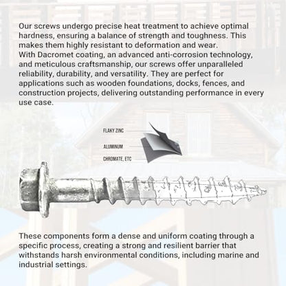 SD10112R500 Connector Screws, #10 x 1-1/2" Heavy-Duty Joist Hanger Screws, 1/4" Hex Head with 0.370"-Dia, Replace 10D Nails, Prem-Galvanized, Corrosion-Resistant and Wear-Resistant (500-Qty)