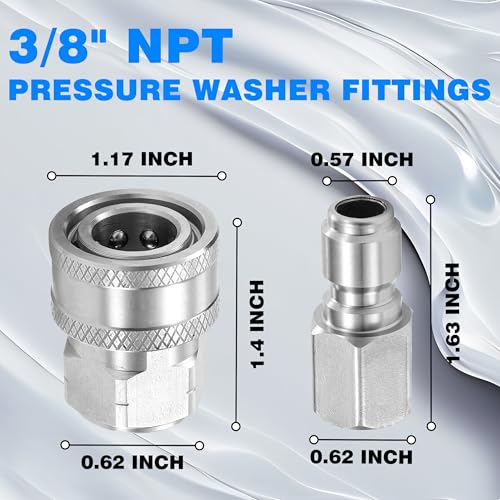 3/8 Inch NPT Pressure Washer Adapter Set, Quick Connector 12-Piece - color: Silver-gray
