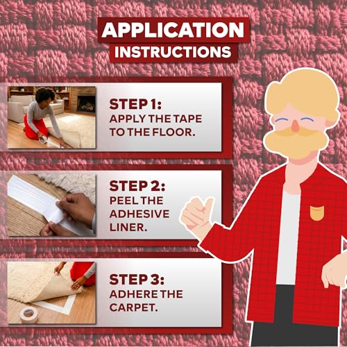 XFasten Double-Sided Carpet Tape for Area Rugs, 2 Inch x 30 Yards- 6 Packs (540 Ft), Heavy Duty Grippy Residue-Free Silicone Adhesive Keeps Rugs in Place on Hardwood, Laminate and Tile Floors - size: 2-inch x 30 yards - 6 packs (540 ft)